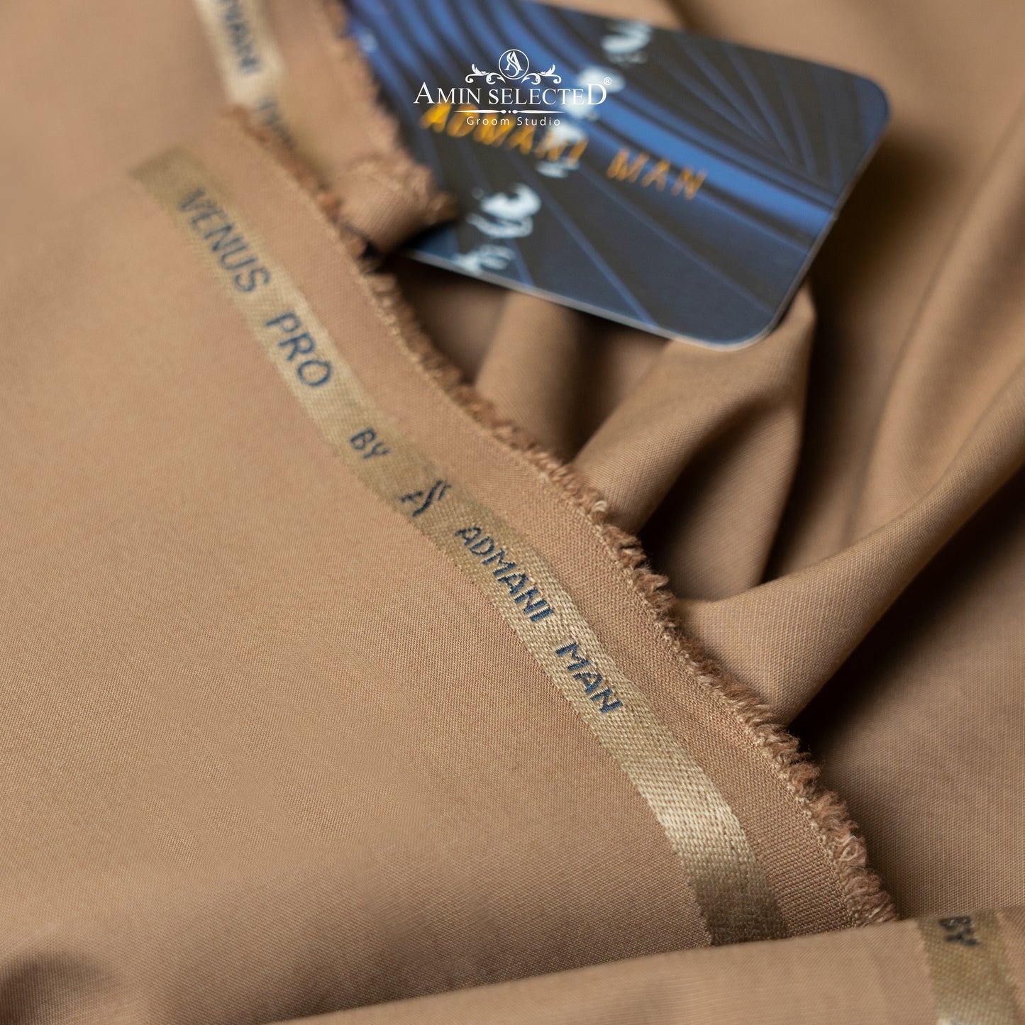 Admani Venus Pro - Light Brown Wash N Wear Unstitched Shalwar Kameez Fabric - Amin Selected