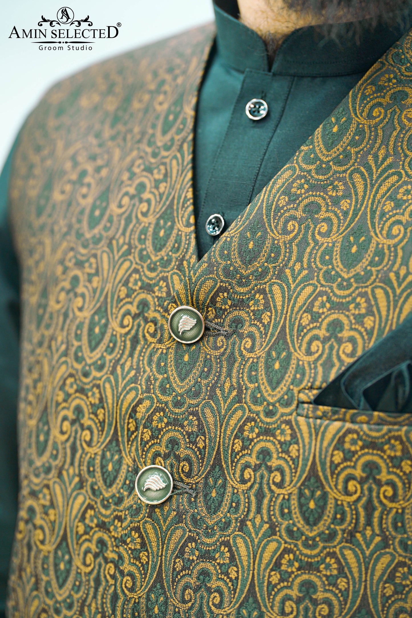 Bottle green waistcoat - Amin Selected