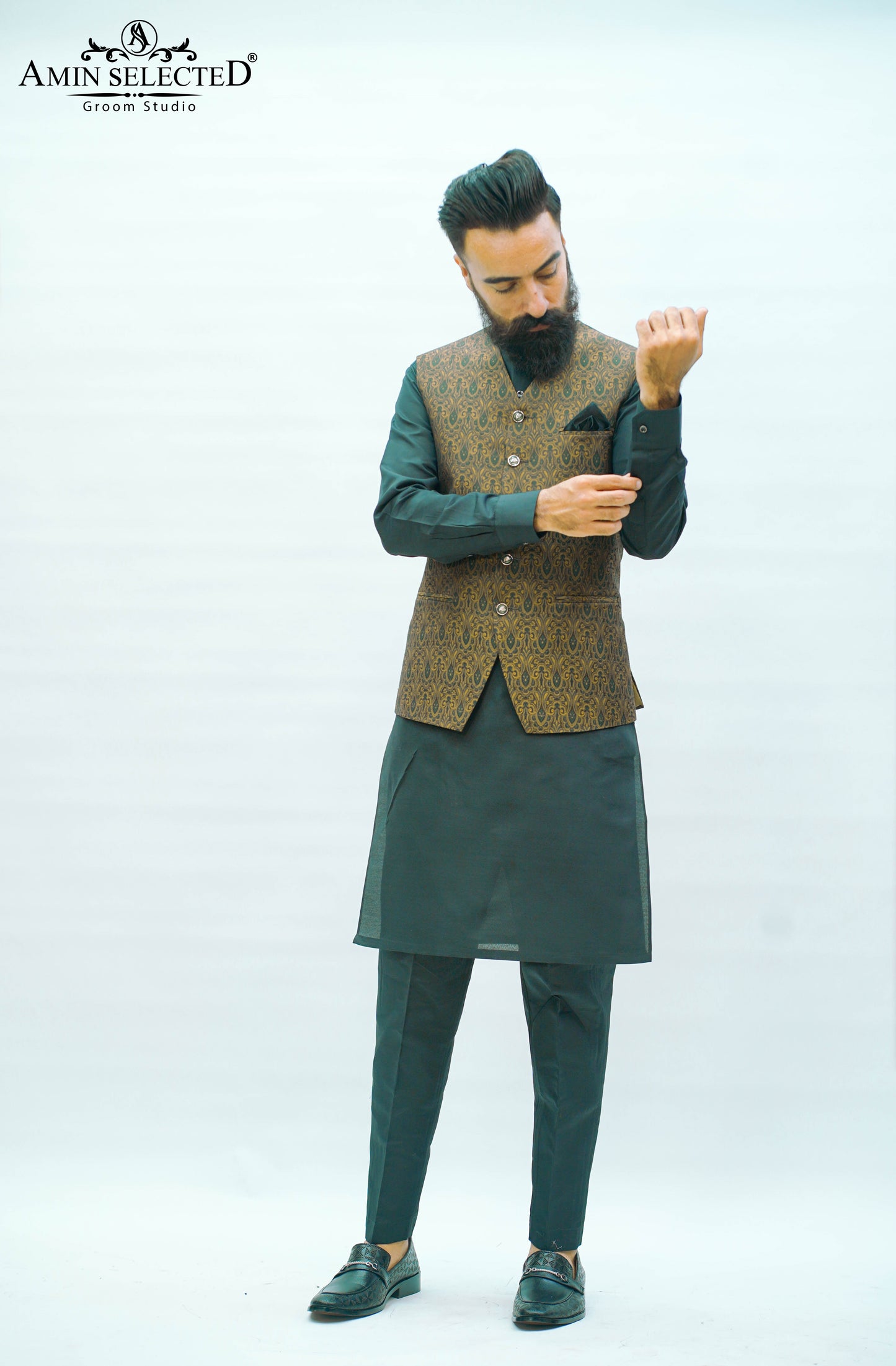 Bottle green waistcoat - Amin Selected