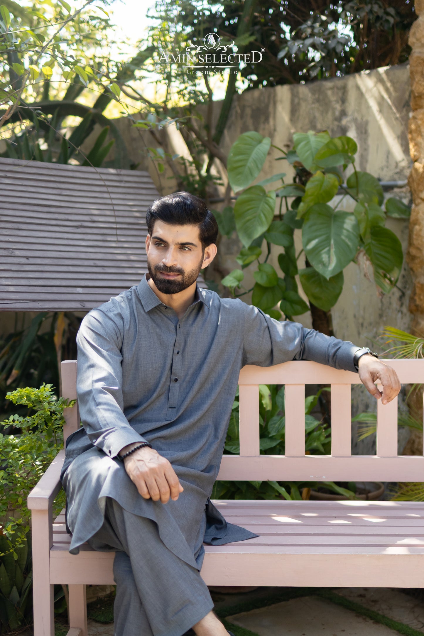 Premium Grey Classic Collar Kurta Set - Amin Selected