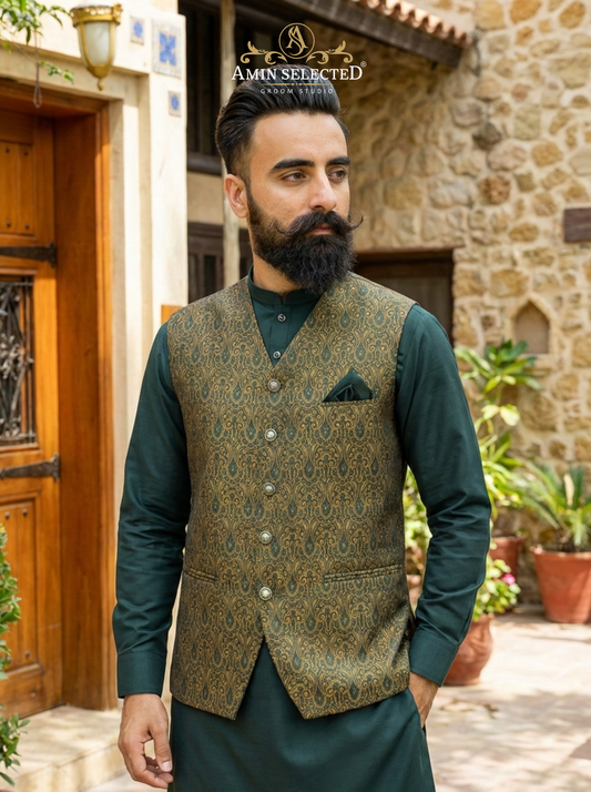 Bottle green waistcoat - Amin Selected 