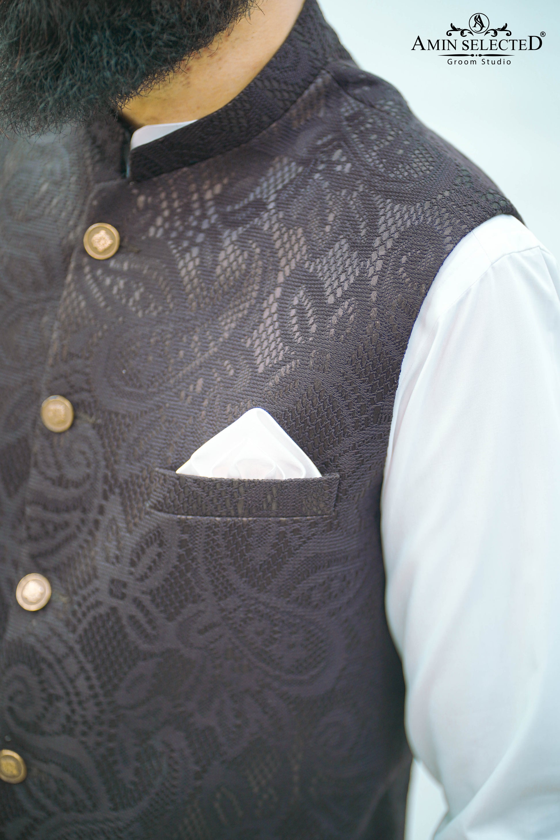 Slate Brown Waist Coat - Amin Selected 