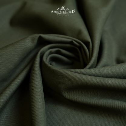 Bluegrass - Army Green Wash N Wear Unstitched Shalwar Kameez Fabric - Amin Selected 