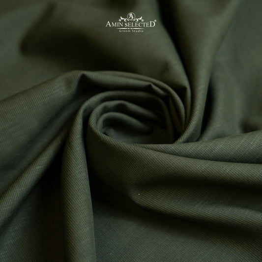 Bluegrass - Army Green Wash N Wear Unstitched Shalwar Kameez Fabric - Amin Selected 