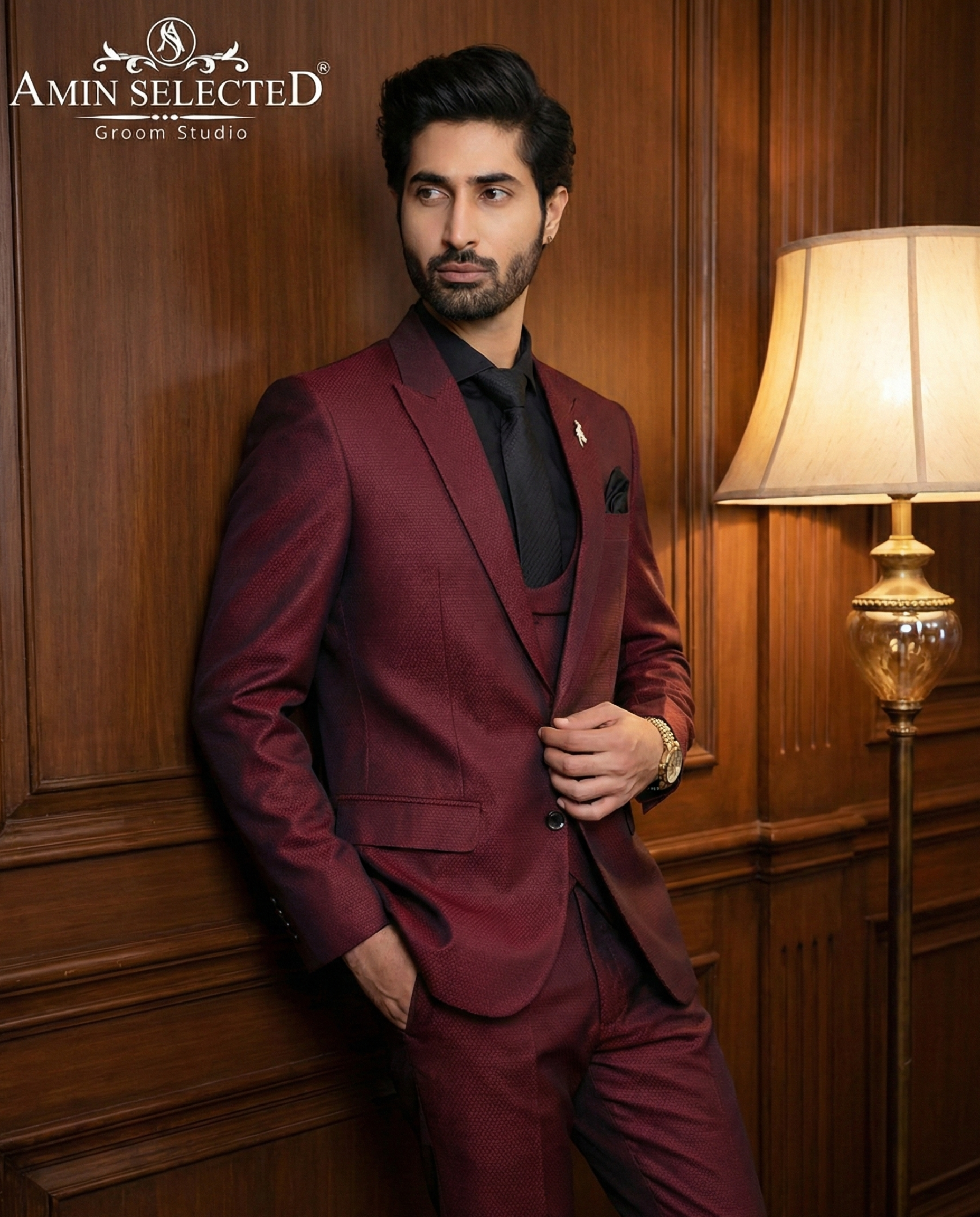 Red Wine Party Wear Suit - Amin Selected 