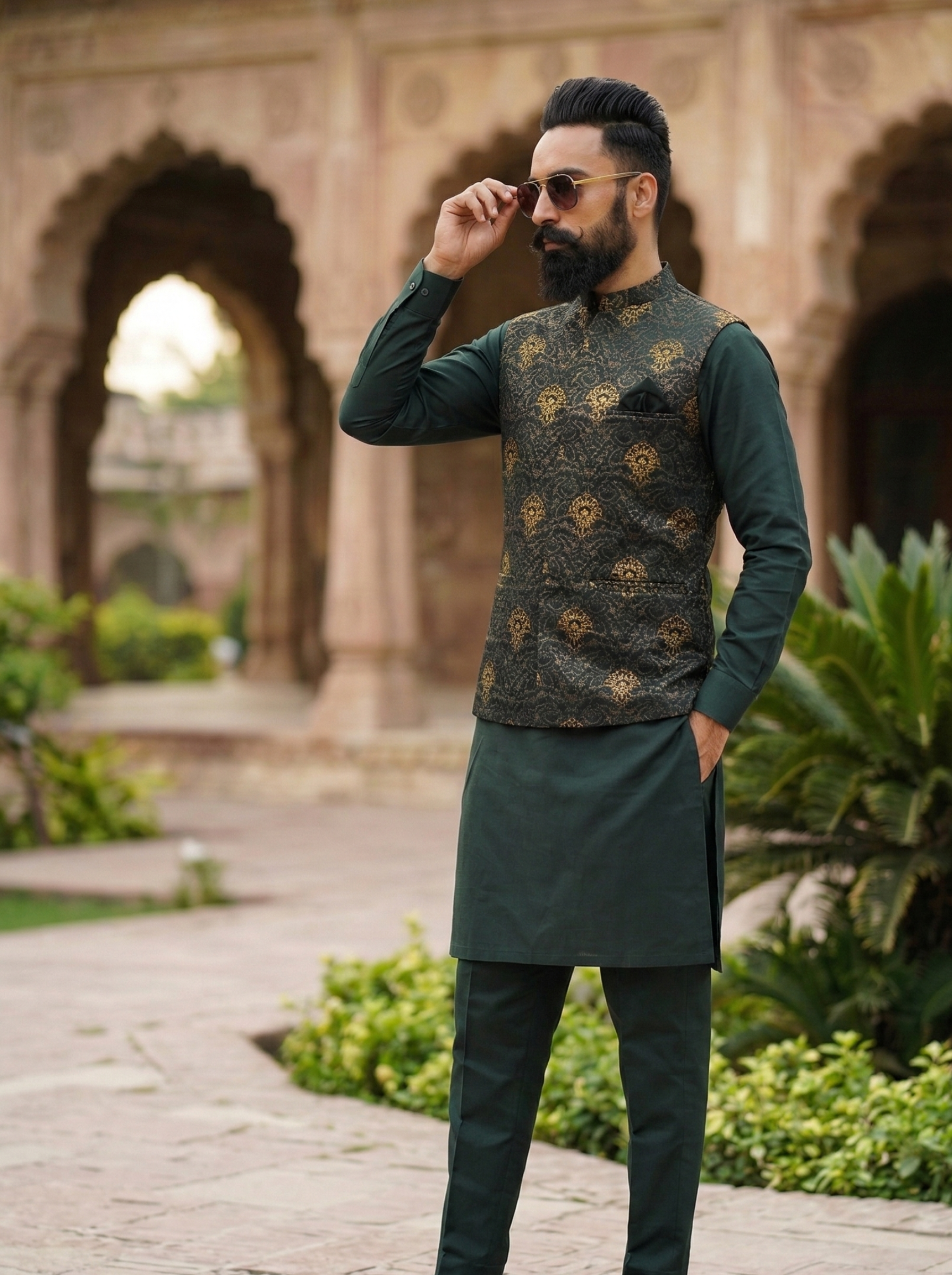Black Gold Waist Coat - Amin Selected 