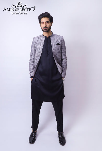 Grey Gradient Prince Coat - Amin Selected 