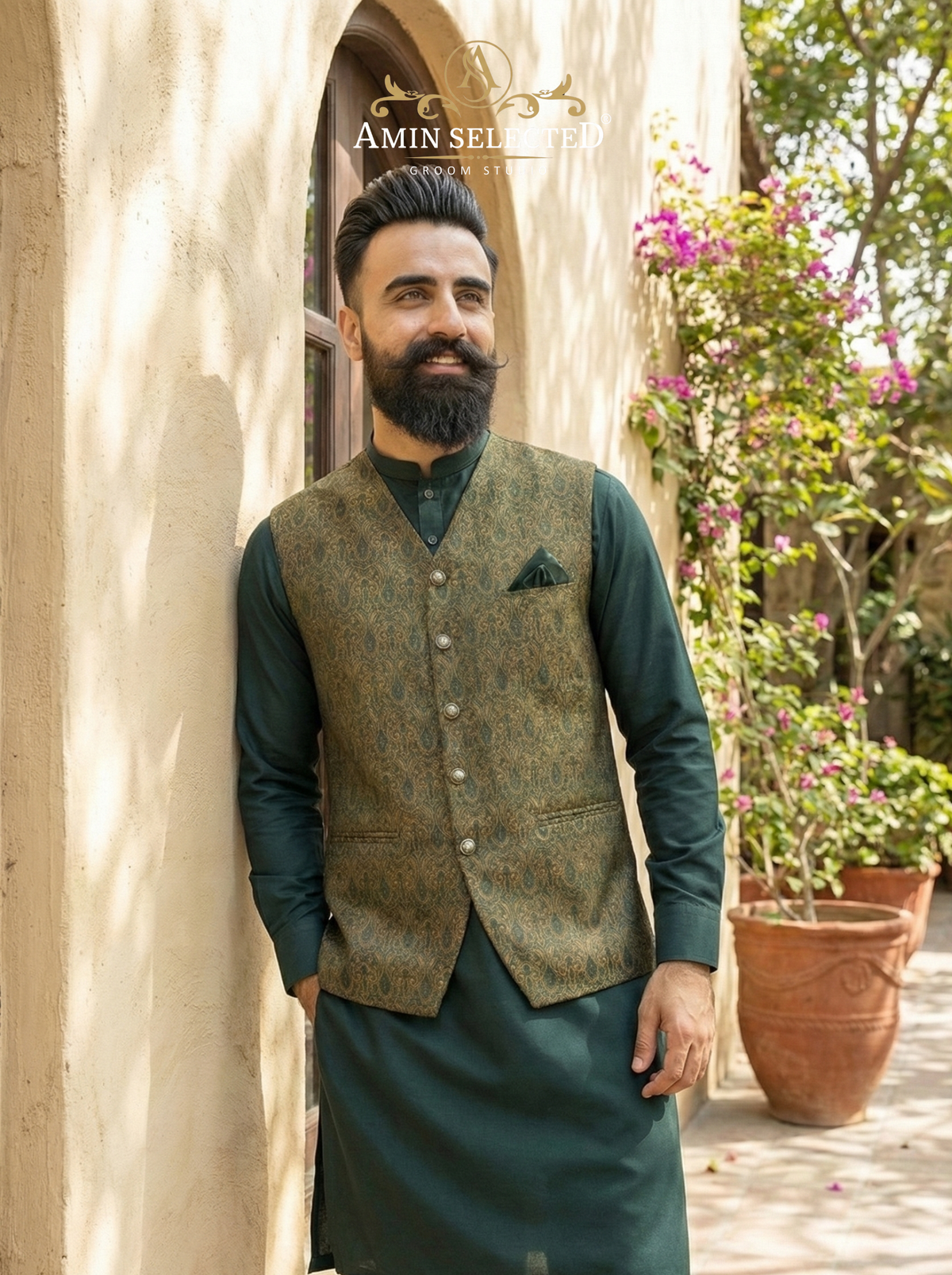 Bottle green waistcoat - Amin Selected 