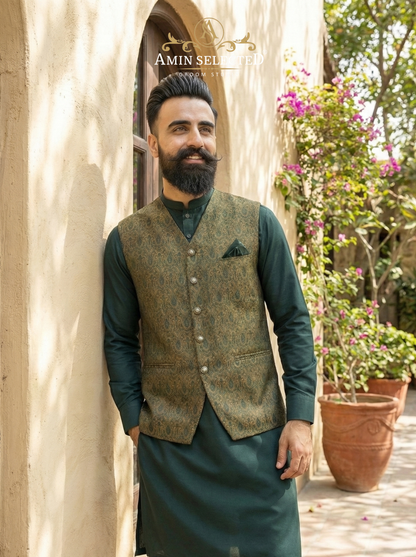 Bottle green waistcoat - Amin Selected 