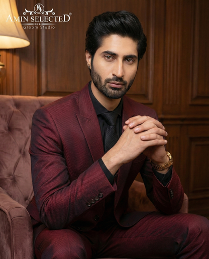 Red Wine Party Wear Suit - Amin Selected 