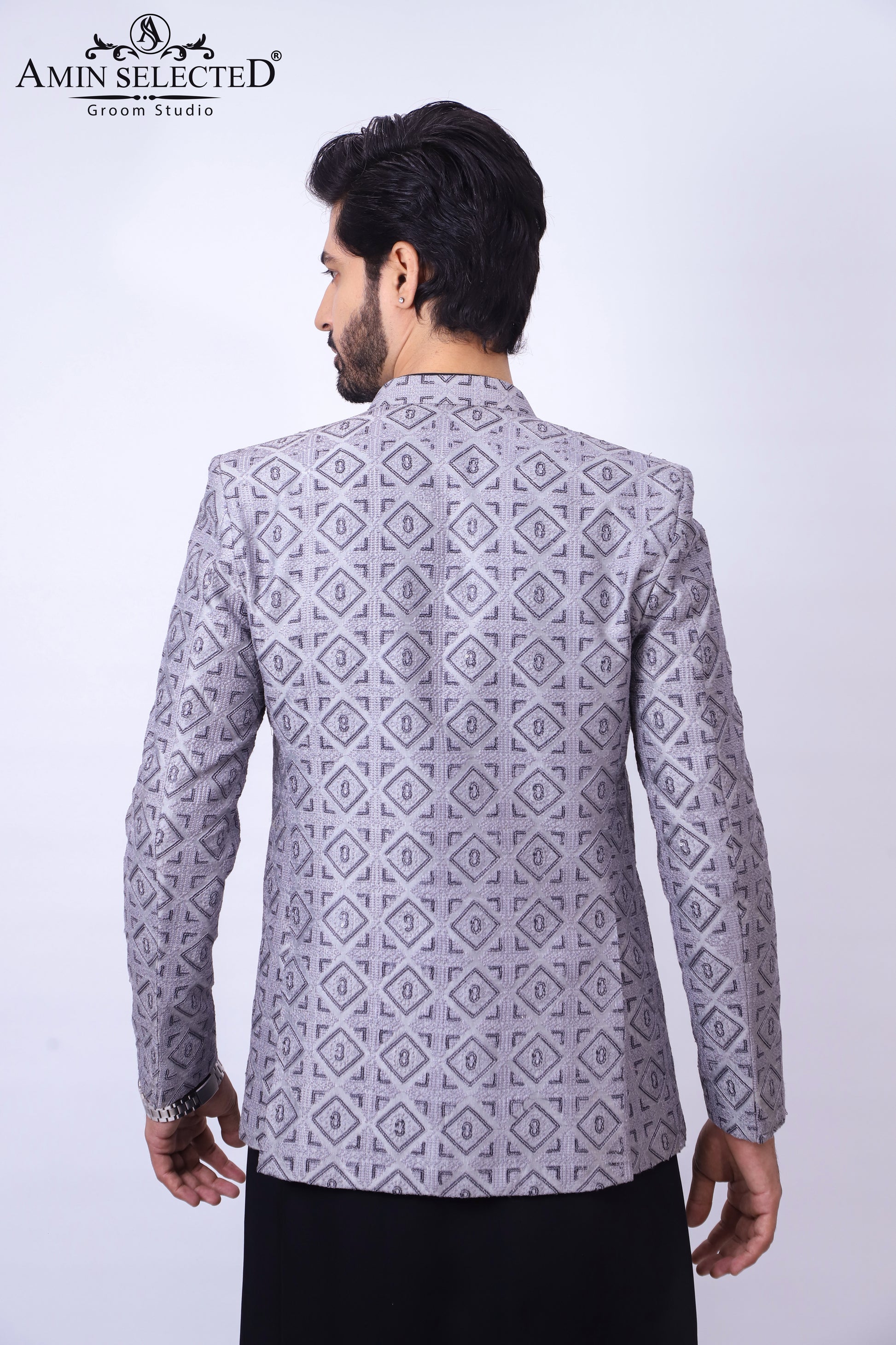 Grey Gradient Prince Coat - Amin Selected 