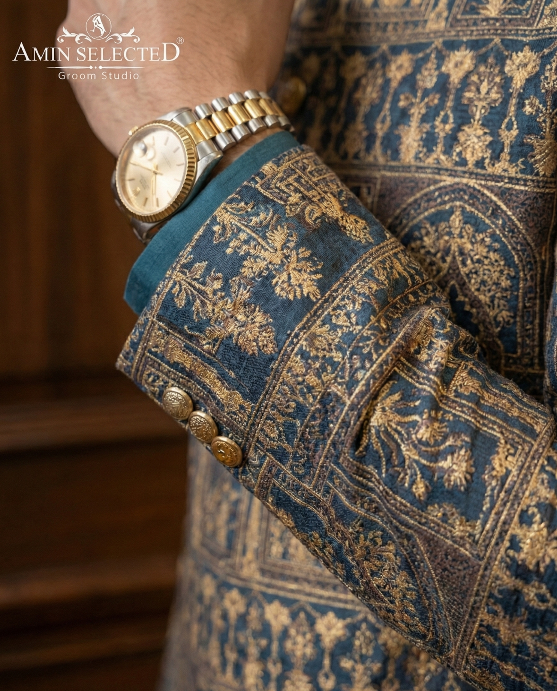 Blue Emroidered  Prince Coat - Amin Selected 