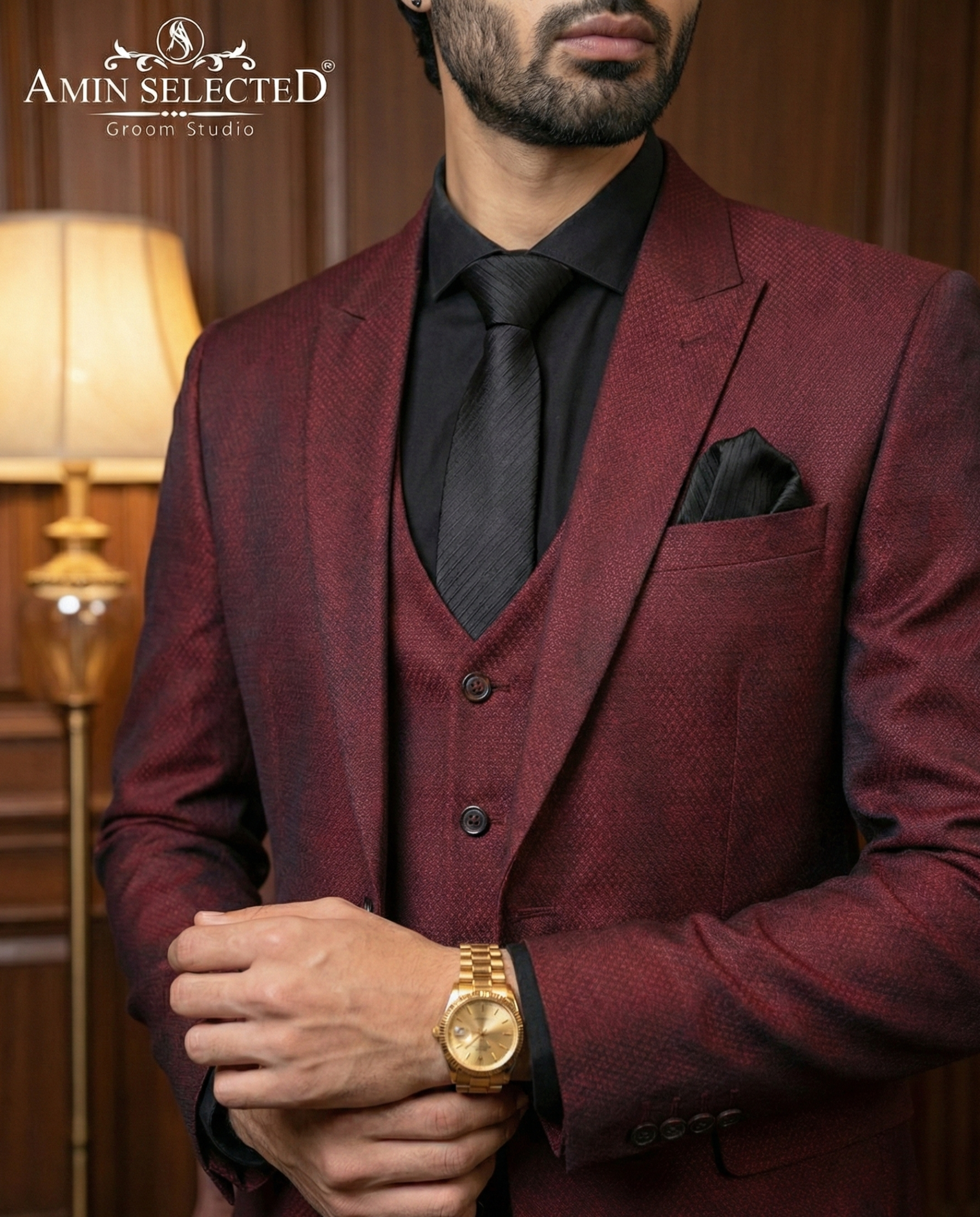 Red Wine Party Wear Suit - Amin Selected 