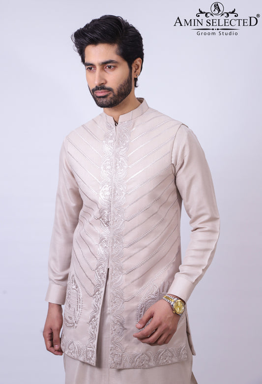 Creamy Jacket with Front Open Look - Amin Selected 