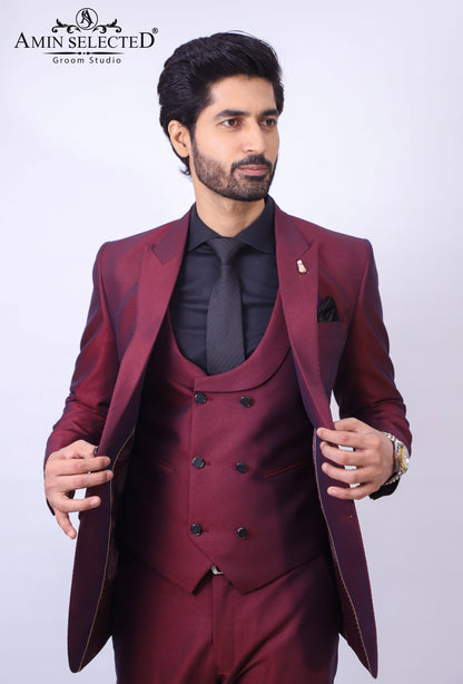 Red Wine Party Wear Suit - Amin Selected 