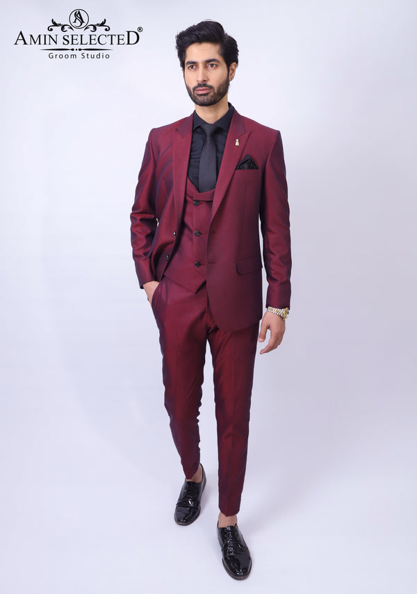 Red Wine Party Wear Suit - Amin Selected 