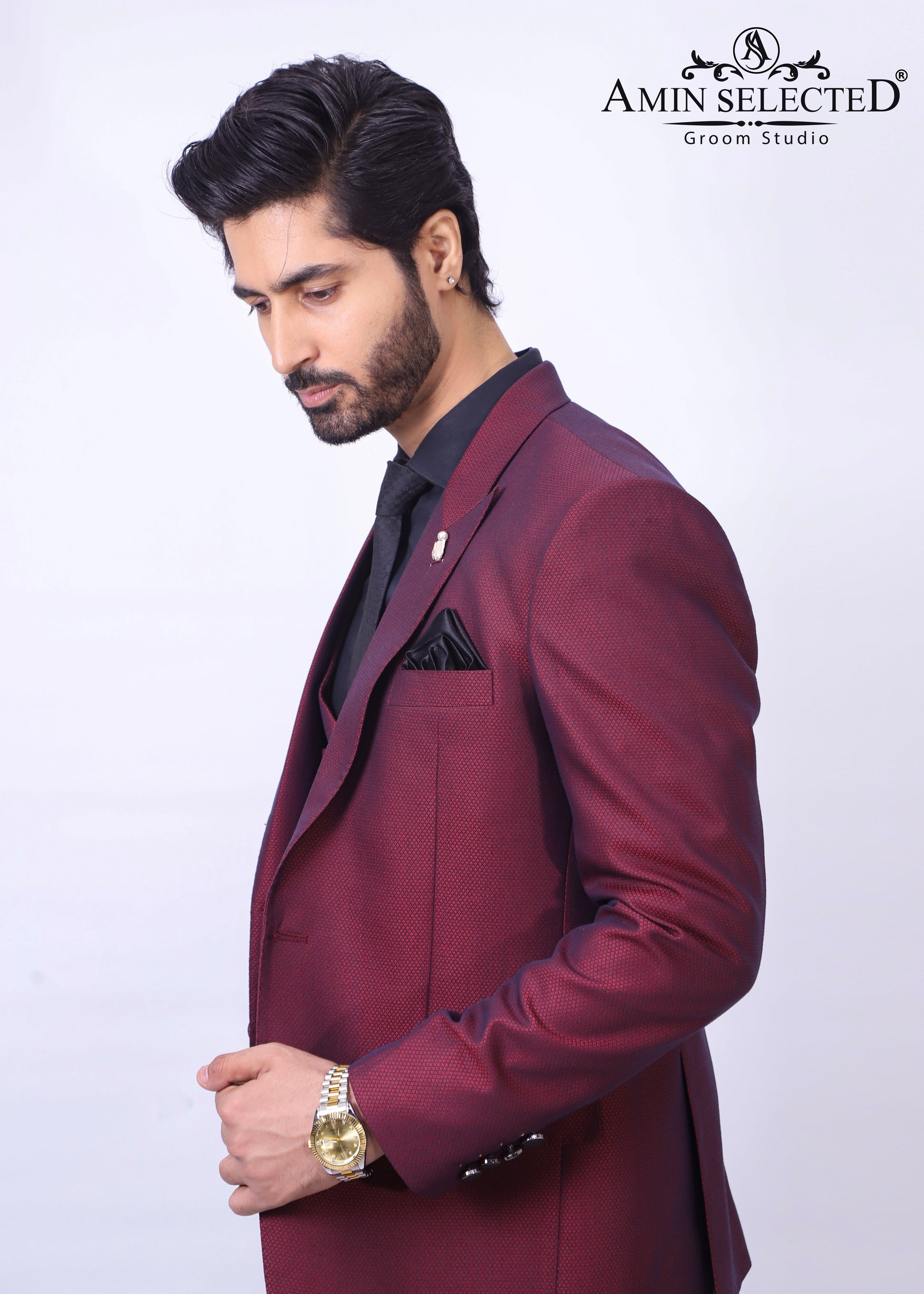 Red Wine Party Wear Suit - Amin Selected 