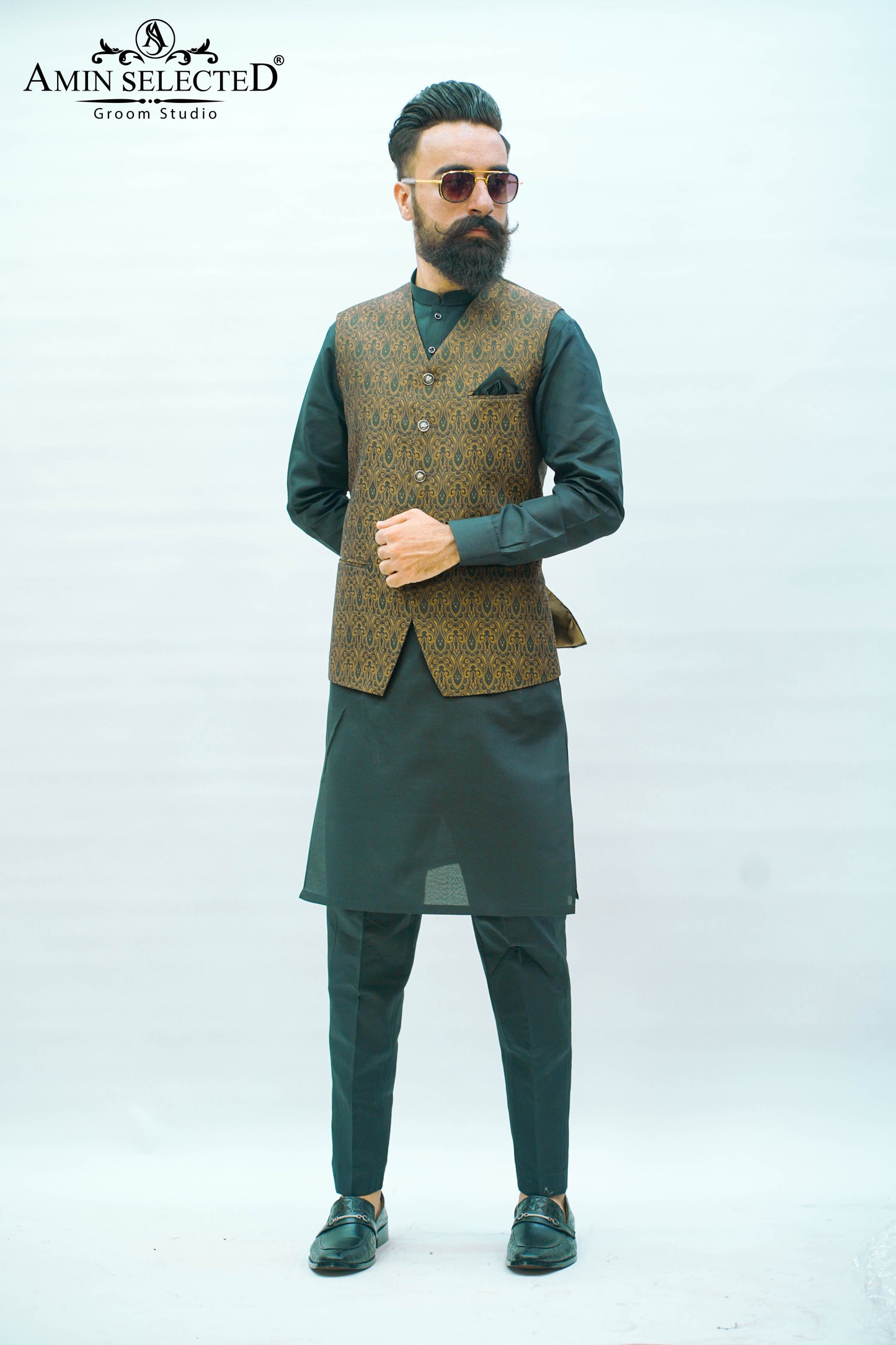 Bottle green waistcoat - Amin Selected 