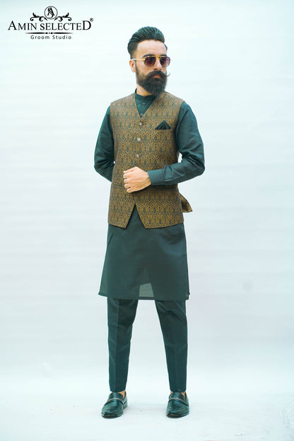 Bottle green waistcoat - Amin Selected 