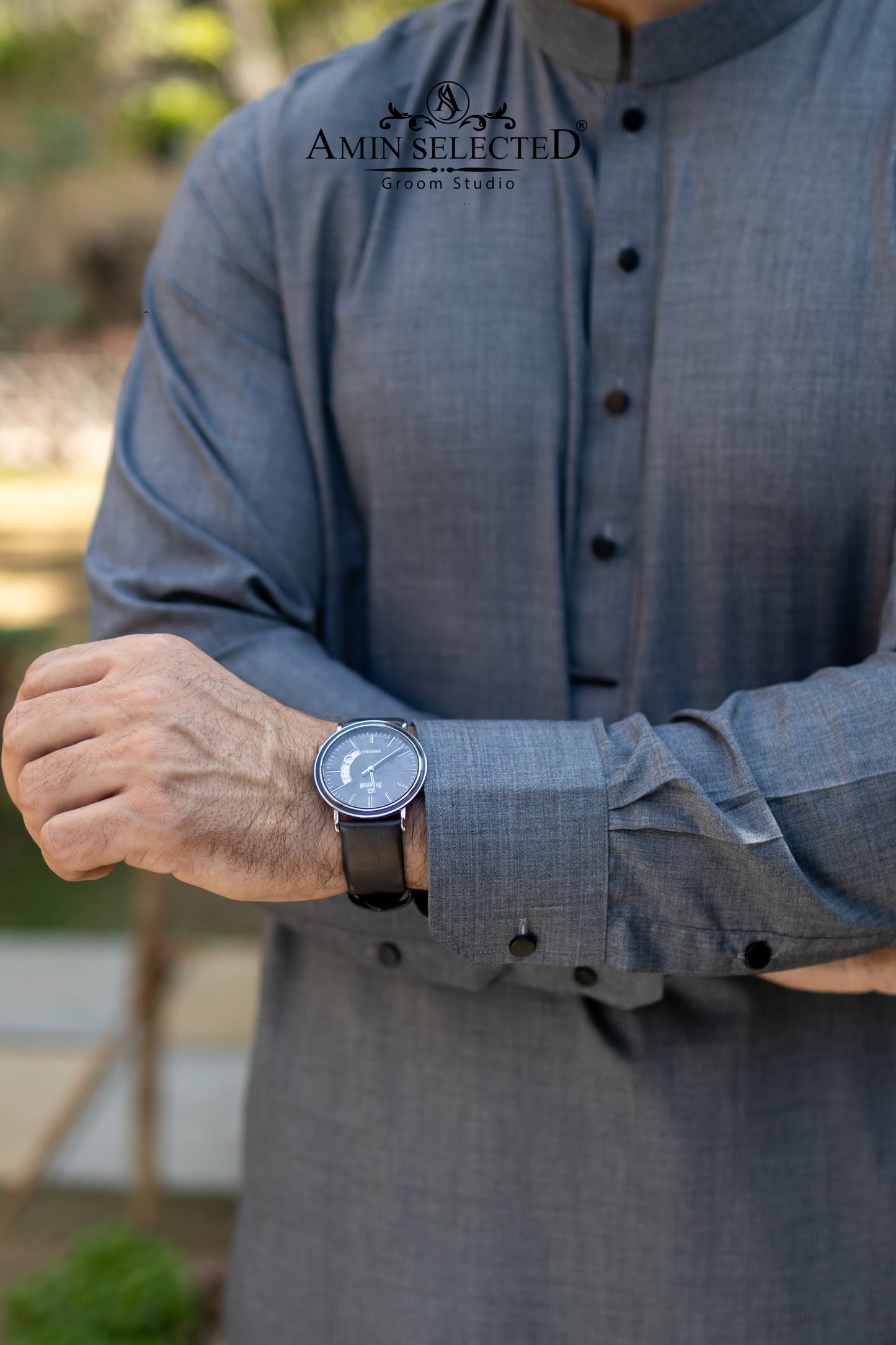 Premium Slate Grey Kurta Trouser Set - Amin Selected 