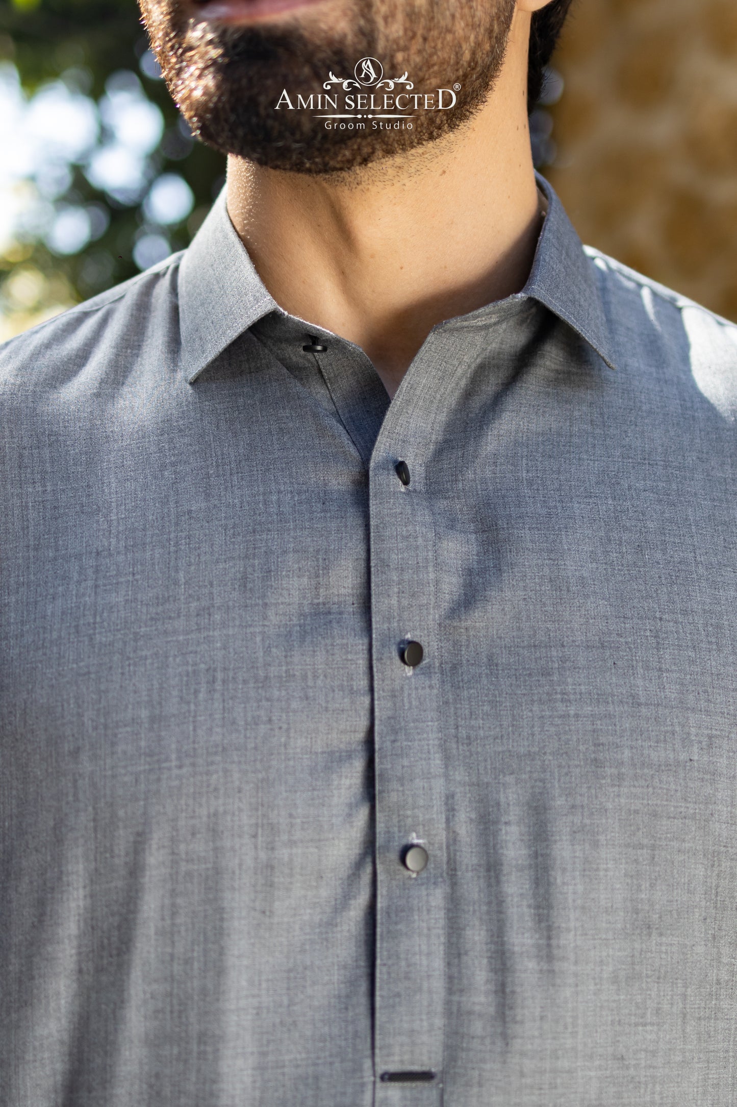 Premium Grey Classic Collar Kurta Set - Amin Selected 