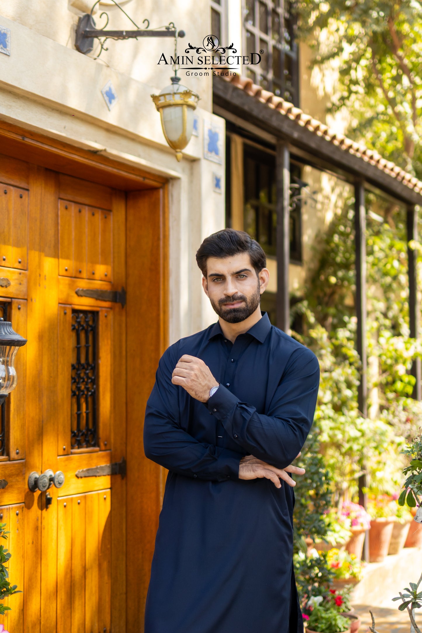 Premium Navy Blue Classic Collar Kurta Set - Amin Selected 