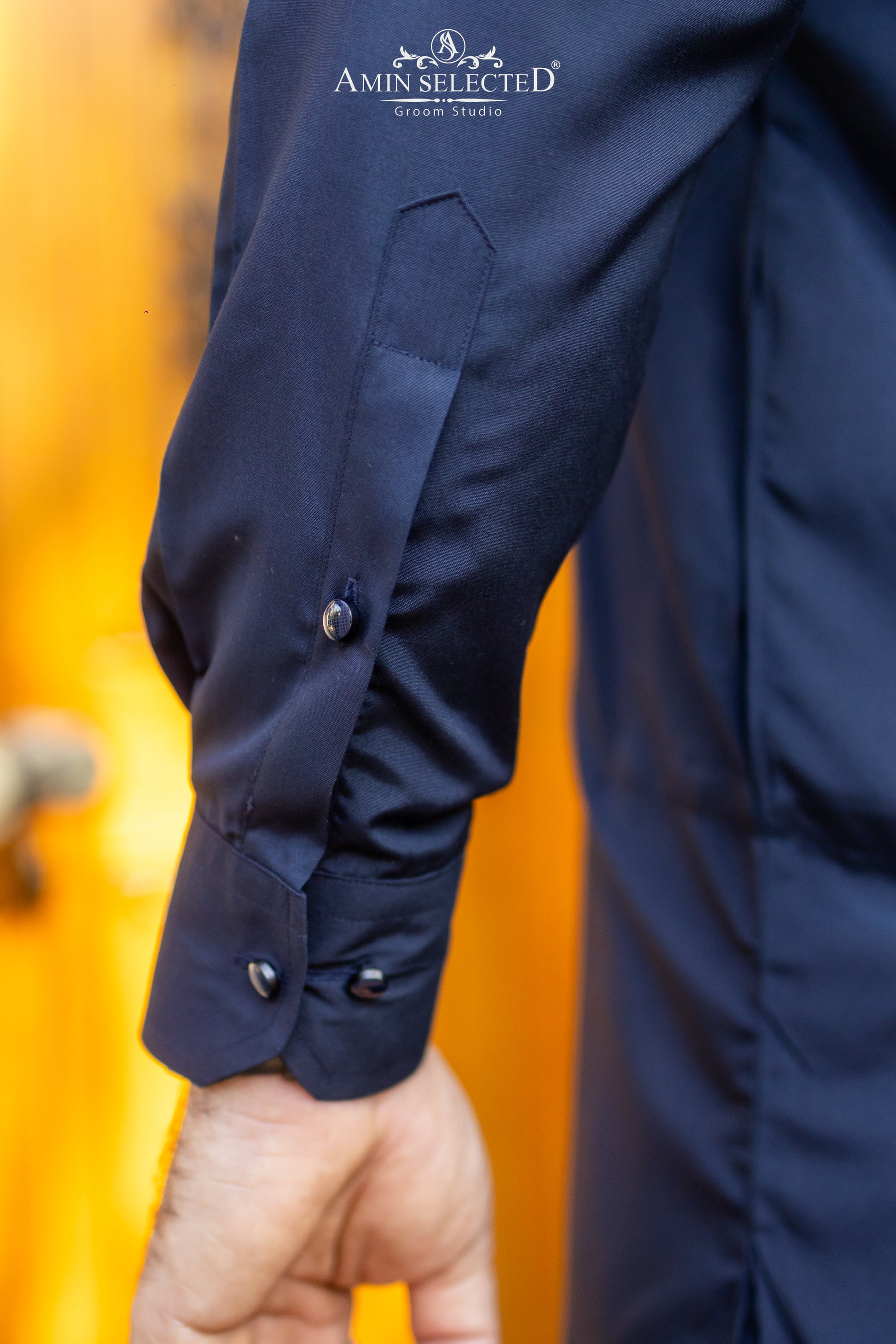 Premium Navy Blue Classic Collar Kurta Set - Amin Selected 