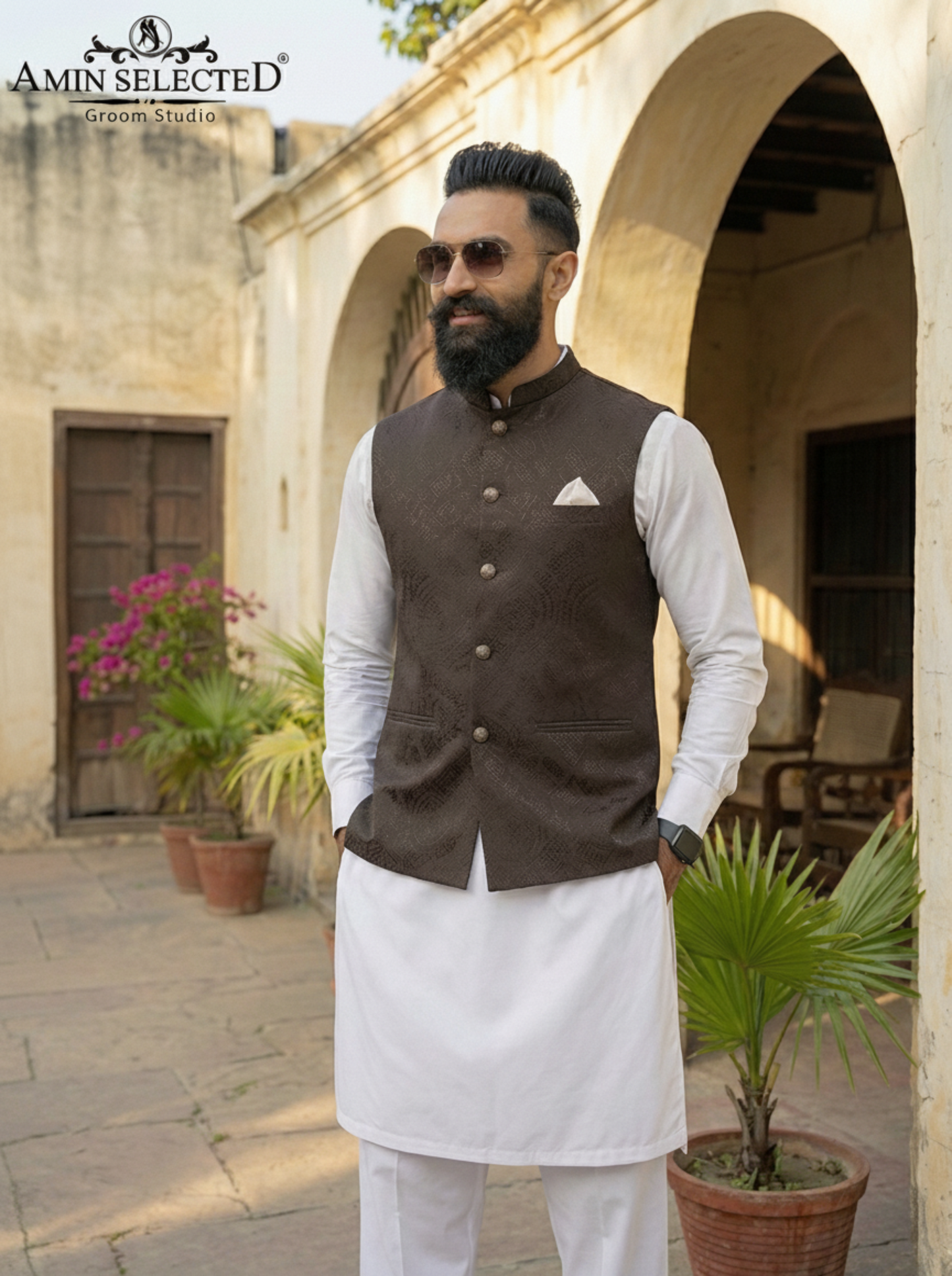 Slate Brown Waist Coat - Amin Selected 